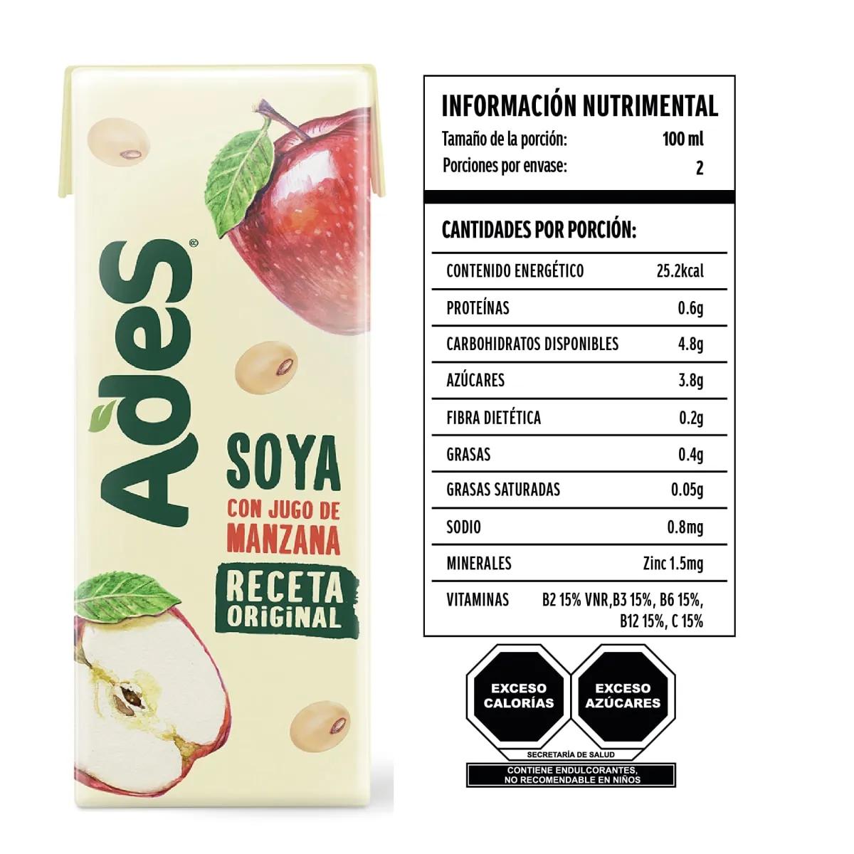 jugo ades calorias - Cuántas calorías tiene un vaso de AdeS