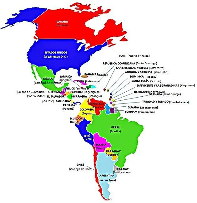 juegos de países y capitales de américa del sur - Cuántos países hay en toda América